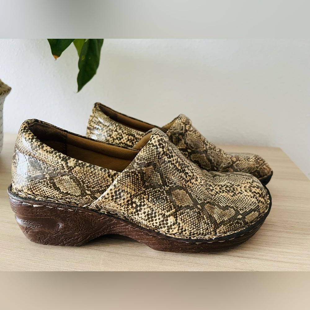 Women's Snake-Print Slip-On Clogs in Brown